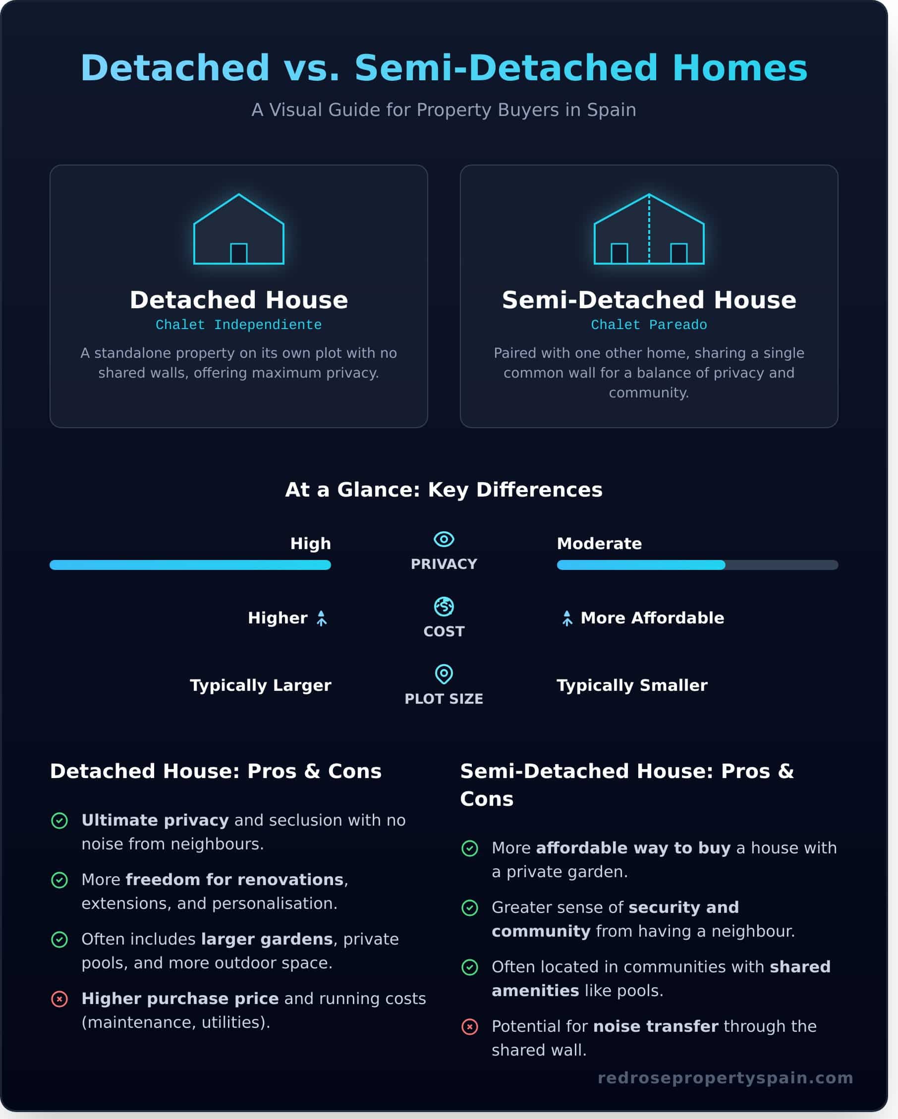 Detached vs. Semi-Detached House: Which is Right for You in Spain? - Infographic