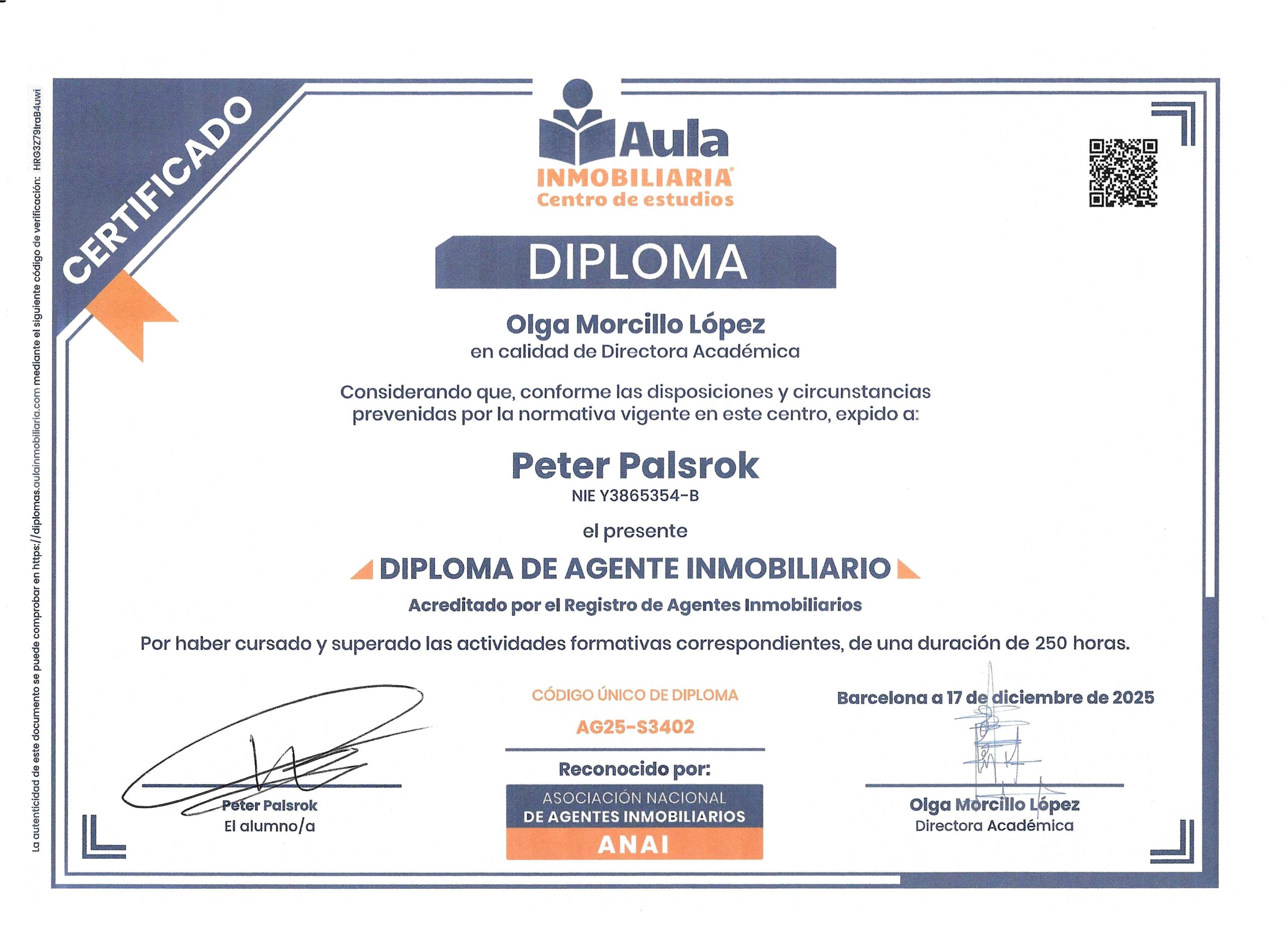 Peter Palsrok, official real estate agent in Spain